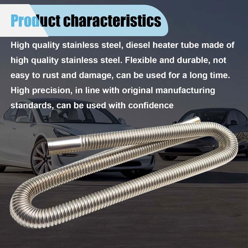 BDZMC 118 Inches Stainless Steel Exhaust Hose, 1 Inch Exhaust Extension, Flexible Tank Diesel Heater Accessories with 2 Hose Clamps, Gas Vent Hose Kit for Diesel Air Heater (118 inch) - Image 3